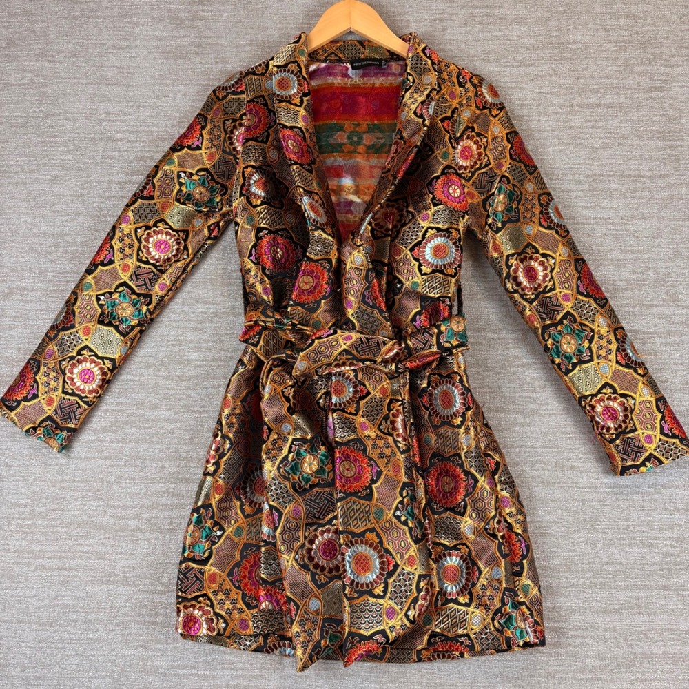 PrettyLittleThing Multi Pattern Jacquard Printed Blazer Dress Womens 4 Brocade